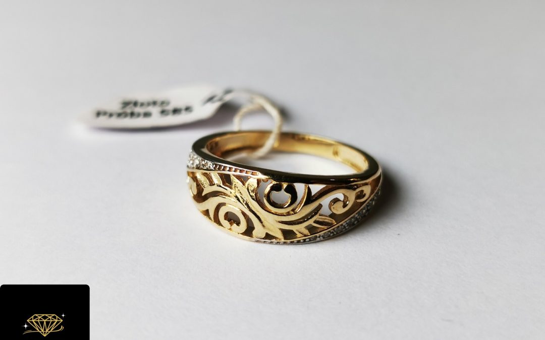 NOWY złoty pierścionek pr. 585 cyrkonie – cena 765zł