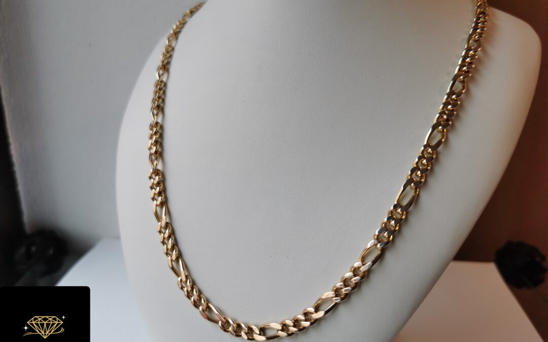 Złoty łańcuszek Figaro pr. 585 – pełny – 58cm – cena 13305zł