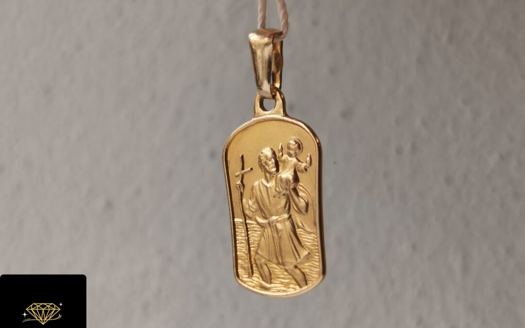 NOWA złota zawieszka pr. 585 – Święty Krzysztof – cena 430zł