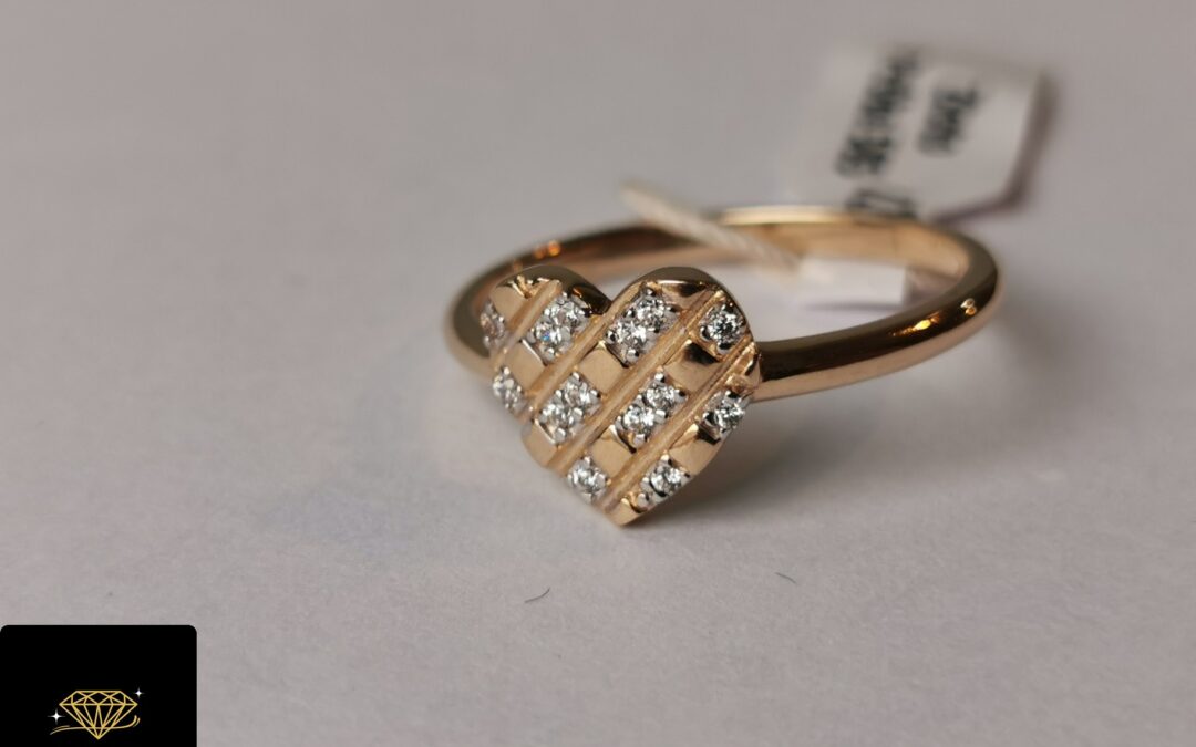 NOWY złoty pierścionek serce pr. 585 – cyrkonie – cena 540zł