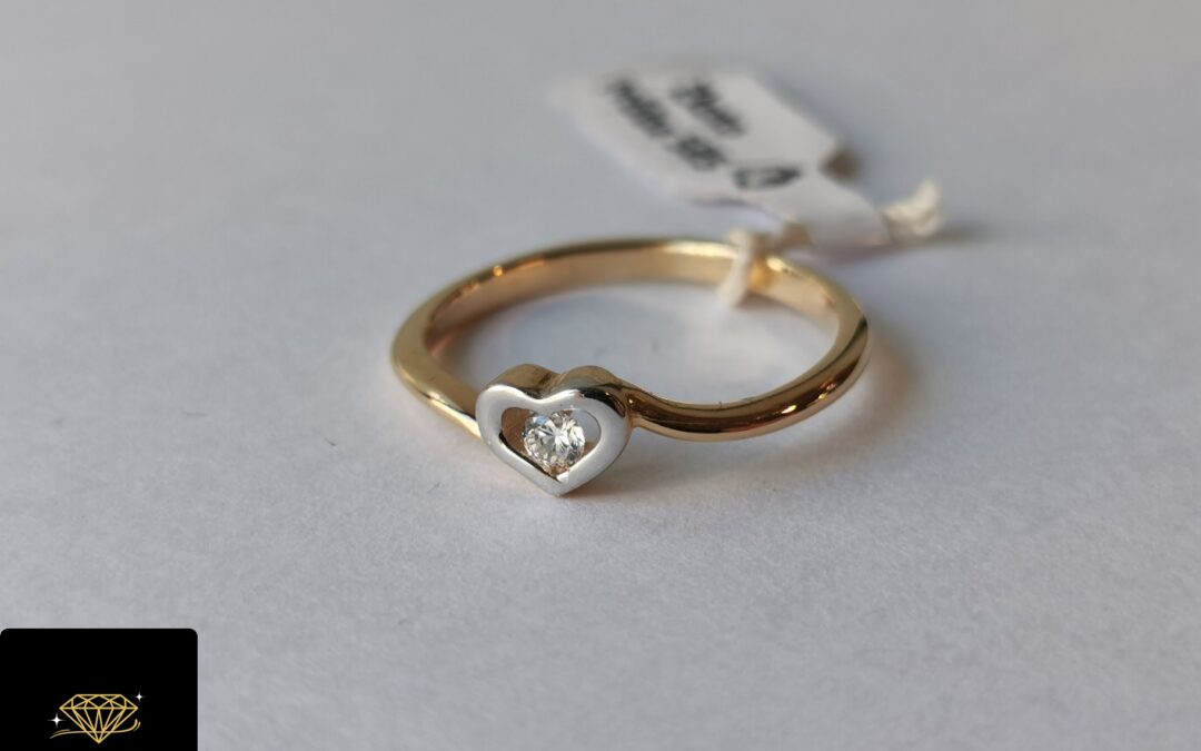 NOWY złoty pierścionek serce pr. 585 – cyrkonia – cena 540zł