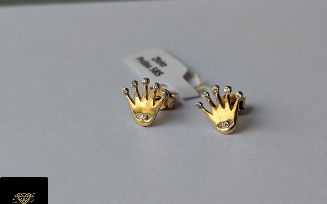 NOWE złote kolczyki pr. 585 – cyrkonie – cena 535zł