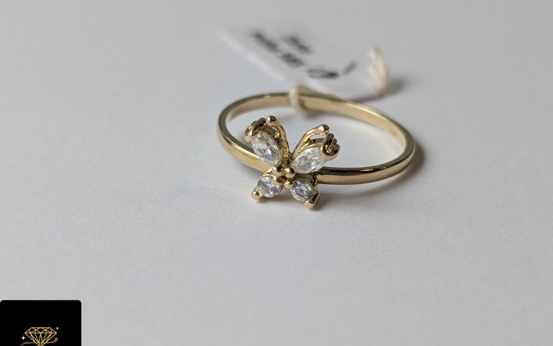 NOWY złoty pierścionek pr. 585 – cyrkonie – cena 580zł