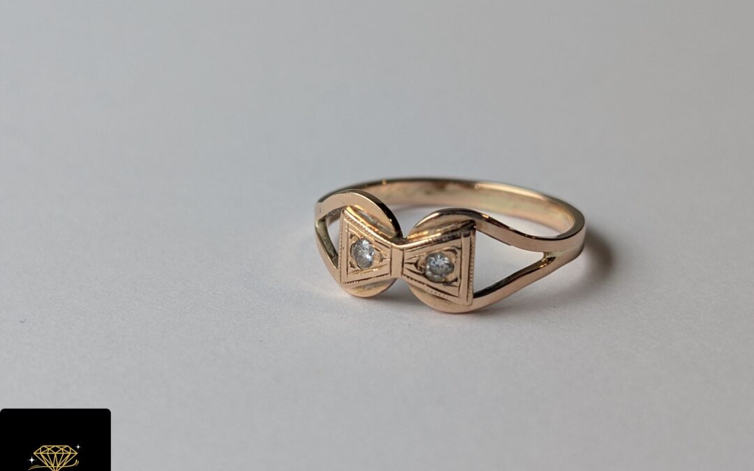 Złoty pierścionek pr. 583 używany – cyrkonie – cena 585zł