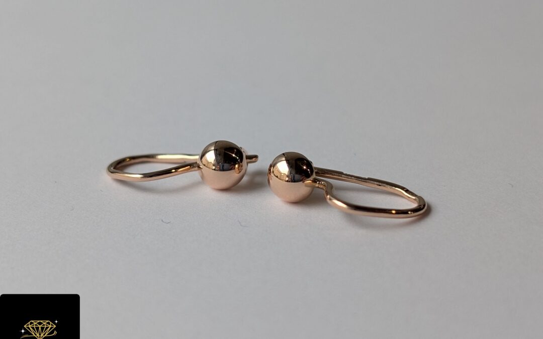 Złote kolczyki pr. 583 używane – cena 360zł