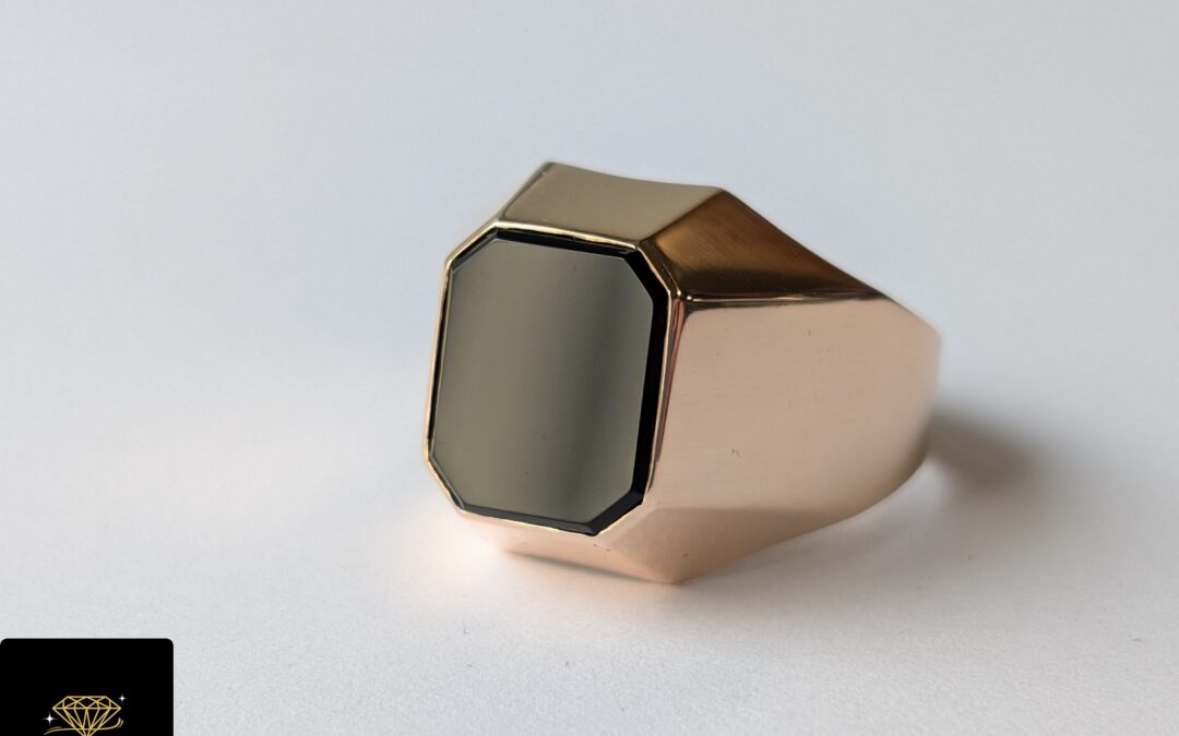 Złoty sygnet z onyksem pr. 585 WARMET – używany – lata 1963-1986 – cena 2650zł